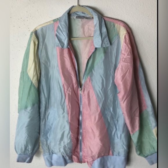Blair Jackets & Blazers - VINTAGE Blair SILk pastel patchwork jacket Small trendy 90s